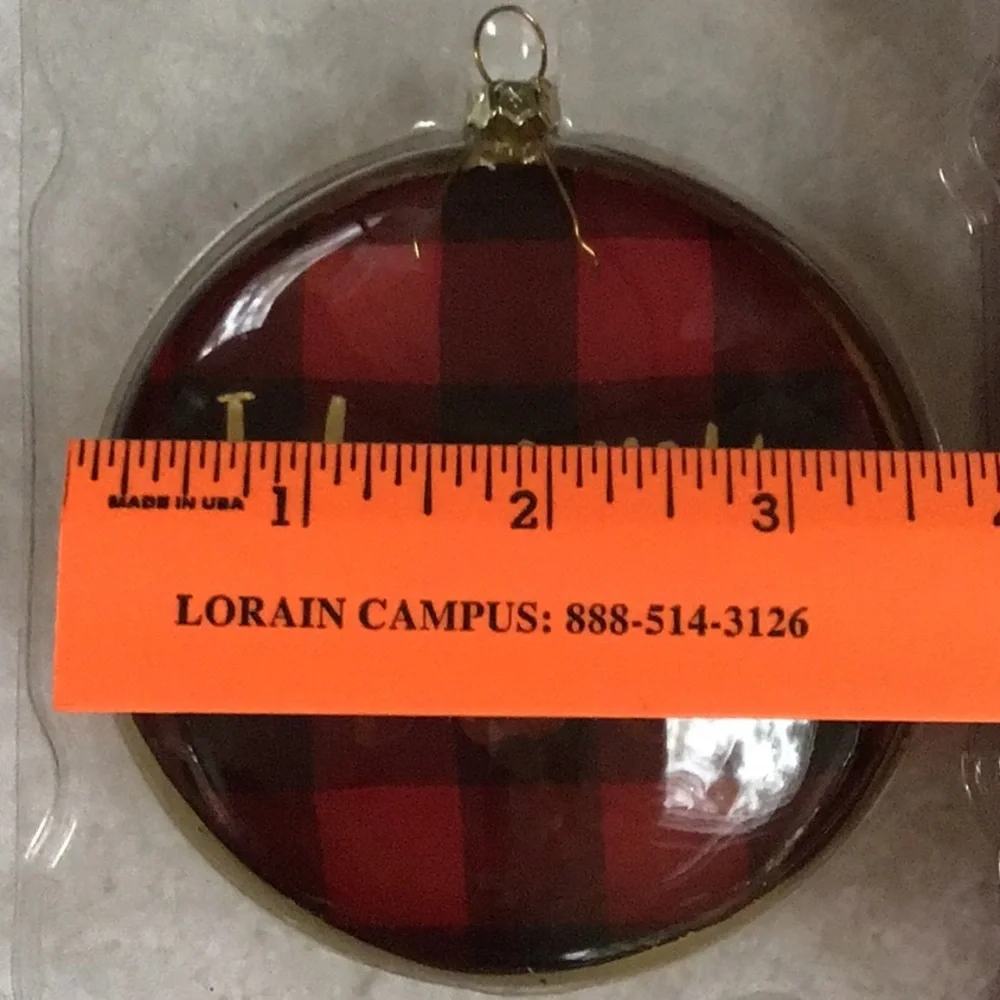 I Love My Dog Red & Black Plaid Hand Blown‎ Glass Ornament NWT